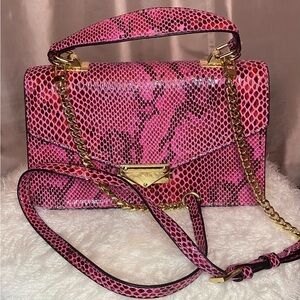 Kate Landry Pink Snakeskin Bag